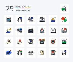 Help And Support 25 Line Filled icon pack including support. customer. call diversion. consultant. seo vector