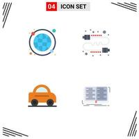 4 Flat Icon concept for Websites Mobile and Apps global car world wide direct van Editable Vector Design Elements