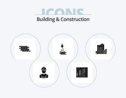 Building And Construction Glyph Icon Pack 5 Icon Design. building. bricks. design. brick. security vector