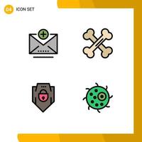 4 Universal Filledline Flat Color Signs Symbols of add shield biology science animal Editable Vector Design Elements