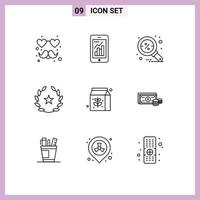 9 Universal Outlines Set for Web and Mobile Applications pack films discount stare cinema Editable Vector Design Elements