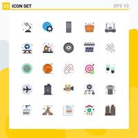 User Interface Pack of 25 Basic Flat Colors of things iot remote internet suitcase Editable Vector Design Elements