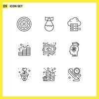 Editable Vector Line Pack of 9 Simple Outlines of frame gains sever finances share Editable Vector Design Elements