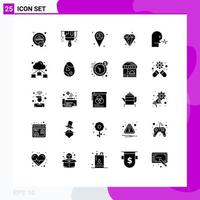 Modern Set of 25 Solid Glyphs Pictograph of speech human map audio sucess Editable Vector Design Elements