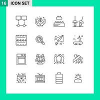 Stock Vector Icon Pack of 16 Line Signs and Symbols for vehicles sport give sabre lego Editable Vector Design Elements