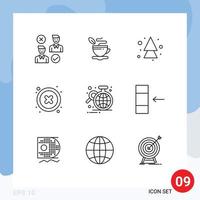 9 Universal Outline Signs Symbols of analysis interface coffee delete direction Editable Vector Design Elements