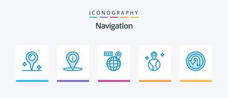 Navigation Blue 5 Icon Pack Including way. back. map. arrow. map. Creative Icons Design vector