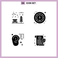 Pictogram Set of 4 Simple Solid Glyphs of autumn communication tree speed marketing Editable Vector Design Elements