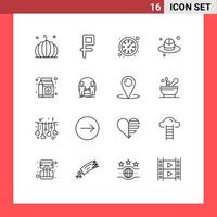 Group of 16 Outlines Signs and Symbols for clone pack time package fathers Editable Vector Design Elements