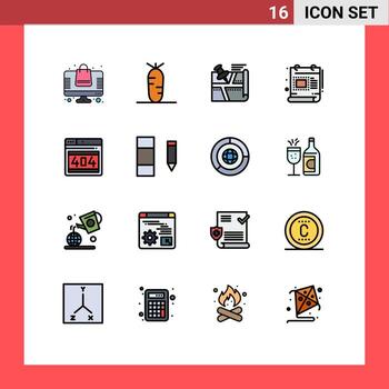 16 Universal Flat Color Filled Line Signs Symbols of web scale route document creative Editable Creative Vector Design Elements