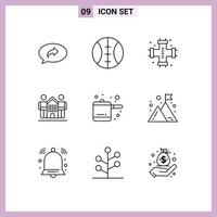 Editable Vector Line Pack of 9 Simple Outlines of rice cooker life plumber home friendly Editable Vector Design Elements