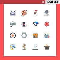 Group of 16 Modern Flat Colors Set for device kill sample game death Editable Pack of Creative Vector Design Elements