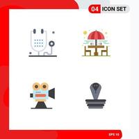 Set of 4 Commercial Flat Icons pack for disease camera health drinking film Editable Vector Design Elements