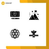 User Interface Pack of 4 Basic Solid Glyphs of best grade crypto business mission gps Editable Vector Design Elements