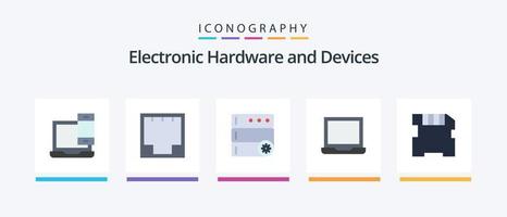 dispositivos plano 5 5 icono paquete incluso memoria. ordenador portátil. red. dispositivos. servidor. creativo íconos diseño vector