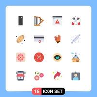 Modern Set of 16 Flat Colors Pictograph of food baking internet love affection Editable Pack of Creative Vector Design Elements