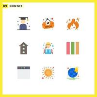 9 Creative Icons Modern Signs and Symbols of female engineer store danger shops house Editable Vector Design Elements