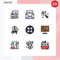 Modern Set of 9 Filledline Flat Colors Pictograph of hobby easel email mixer household Editable Vector Design Elements