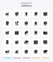 Creative Notifications 25 Glyph Solid Black icon pack  Such As mobile. notice. notify. activity. notification vector