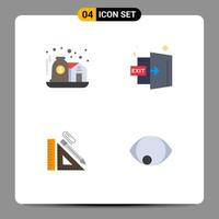 4 User Interface Flat Icon Pack of modern Signs and Symbols of asset construction care logout repair Editable Vector Design Elements