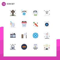 User Interface Pack of 16 Basic Flat Colors of detection ghost safe festival celebration Editable Pack of Creative Vector Design Elements