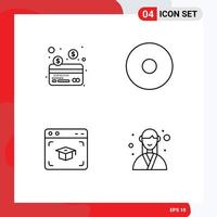 Stock Vector Icon Pack of 4 Line Signs and Symbols for card designer multimedia cap manager Editable Vector Design Elements