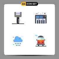 Pack of 4 Modern Flat Icons Signs and Symbols for Web Print Media such as food rain tools sound bus Editable Vector Design Elements