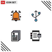 Modern Set of 4 Filledline Flat Colors Pictograph of alert files signal account app Editable Vector Design Elements