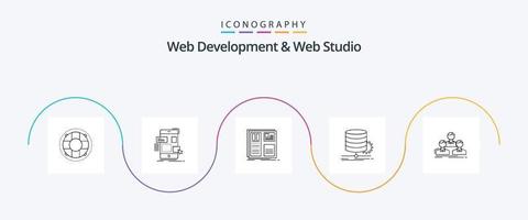 web desarrollo y web estudio línea 5 5 icono paquete incluso datos. algoritmo. ui ui interfaz vector