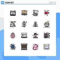 Set of 16 Commercial Flat Color Filled Lines pack for report file cover content right Editable Creative Vector Design Elements