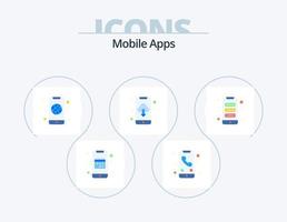 móvil aplicaciones plano icono paquete 5 5 icono diseño. nube informática. aplicación móvil. móvil. solicitud vector