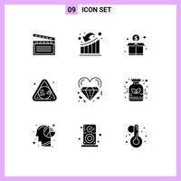 Set of 9 Modern UI Icons Symbols Signs for diamond pollution loss gas money Editable Vector Design Elements