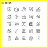 Line Pack of 25 Universal Symbols of office archive drawer photo archive up Editable Vector Design Elements