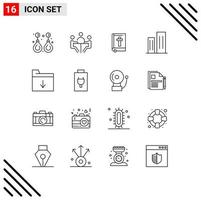 Set of 16 Modern UI Icons Symbols Signs for district buildings discussion architecture easter Editable Vector Design Elements