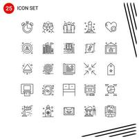 Universal Icon Symbols Group of 25 Modern Lines of heart off coach shutdown finance Editable Vector Design Elements