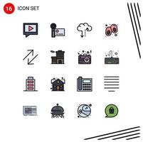 Modern Set of 16 Flat Color Filled Lines and symbols such as building change cloud arrow line Editable Creative Vector Design Elements