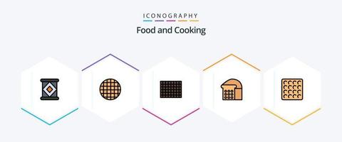 Food 25 FilledLine icon pack including . . food. waffle. cookie vector