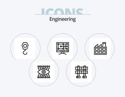Ingenieria línea icono paquete 5 5 icono diseño. procesador. UPC. caja de herramientas industria. construcción vector