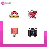 User Interface Pack of 4 Basic Filledline Flat Colors of design board geometry romantic hotel Editable Vector Design Elements