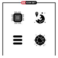 Solid Glyph Pack of 4 Universal Symbols of big navigation database location task Editable Vector Design Elements