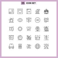 Pack of 25 Modern Lines Signs and Symbols for Web Print Media such as money flag library cooker hat chef hat Editable Vector Design Elements