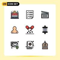 9 Creative Icons Modern Signs and Symbols of medicine capsule american user account Editable Vector Design Elements