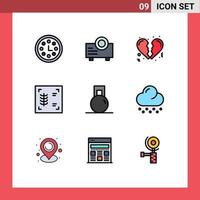 Set of 9 Modern UI Icons Symbols Signs for cloud sport heart gym xray Editable Vector Design Elements