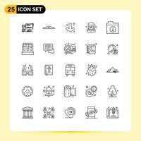 25 User Interface Line Pack of modern Signs and Symbols of files hat male costume full Editable Vector Design Elements