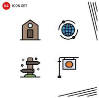 4 Creative Icons Modern Signs and Symbols of label tourism world direction sign Editable Vector Design Elements