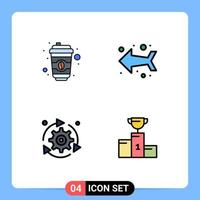 4 Creative Icons Modern Signs and Symbols of coffee gear arrow setting bowl Editable Vector Design Elements