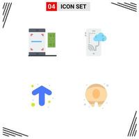 4 User Interface Flat Icon Pack of modern Signs and Symbols of code arrow smartphone connection up Editable Vector Design Elements