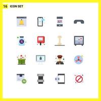 Group of 16 Flat Colors Signs and Symbols for up hang up bank hang store Editable Pack of Creative Vector Design Elements