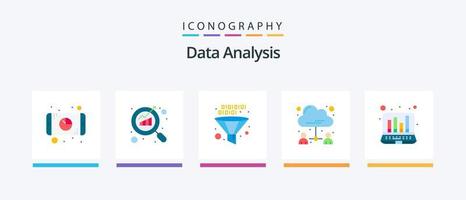 Data Analysis Flat 5 Icon Pack Including document. business. seo. analytics. management. Creative Icons Design vector