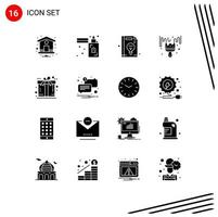 16 User Interface Solid Glyph Pack of modern Signs and Symbols of gift ecommerce education hobby color Editable Vector Design Elements